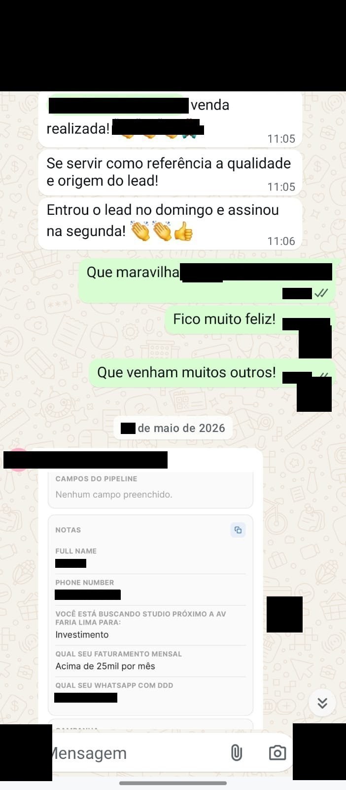 Lead qualificado no pipeline