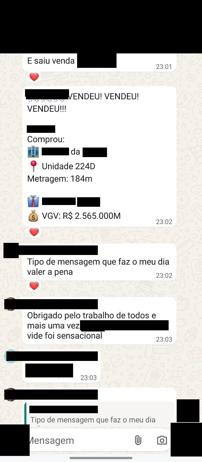 Venda anunciada no grupo